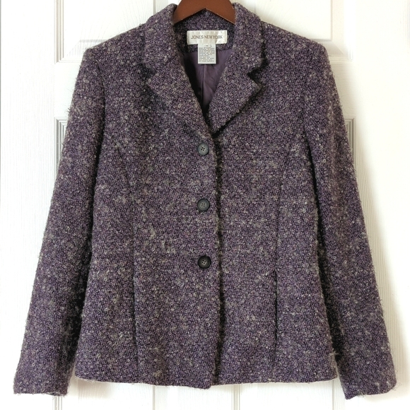Jones New York Jackets & Blazers - Jones New York 90's Vintage Wool & Silk Speckled Twill Blazer Jacket Purple 6